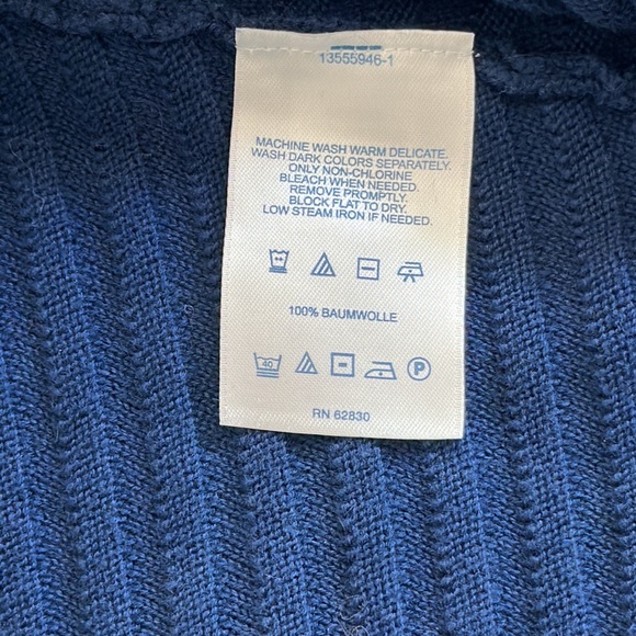 Land’s End Navy Blue Long V-neck Long Sleeve Sweater sz M 10-12 - Picture 6 of 6